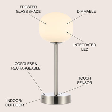 Natalia 12.25" Modern Minimalist Iron Rechargeable Integrated LED Table Lamp